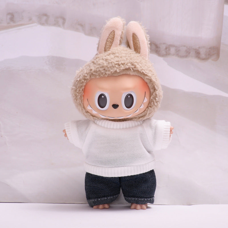 Labubu Doll Clothes - 17cm Pendant Outfit Set with T-Shirt & Suspenders