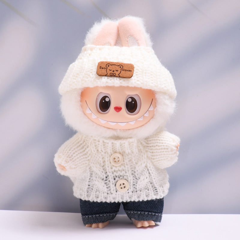 Labubu Doll Button Sweater & Hat Outfit Set for 1st & 2nd Gen Pendants