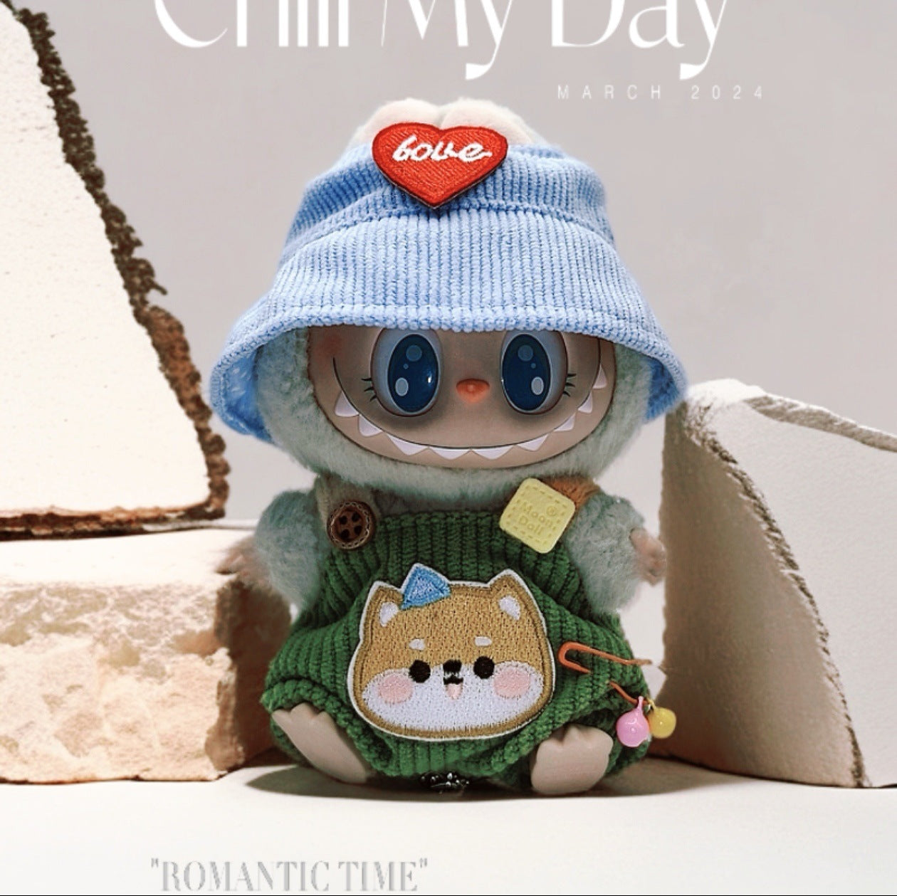 Labubu Doll Outfit - 17cm Cute Overalls & Hat Set