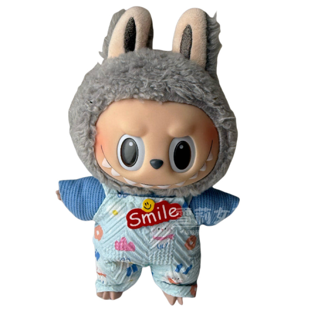 Labubu Doll Outfit - 17cm Baby Clothes with Straw Hat & Sling Dress