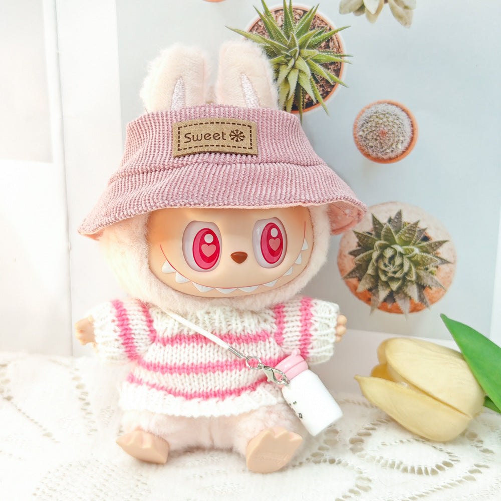 Clothing Only: First, Second, and Third Generation Blind Box Labubu Pendant Clothing, Sitting Labubu Party Doll Pink Sweater