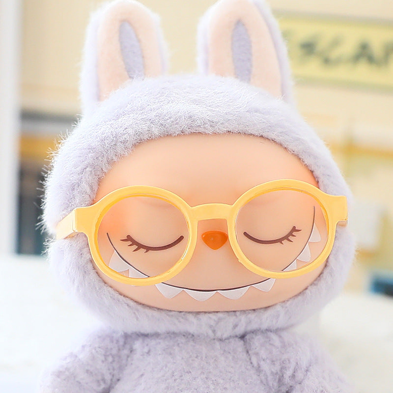 First, Second and Third Generation Labubu Glasses Sitting Party Labubu Vinyl Doll Clothes Accessories Leopard Print Black Frame Sunglasses
