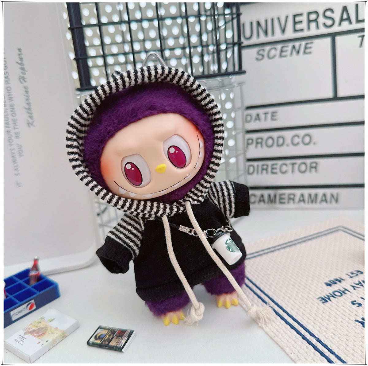 Labubu Doll Outfit - Striped Sweater & Hat Set for 17cm Labubu