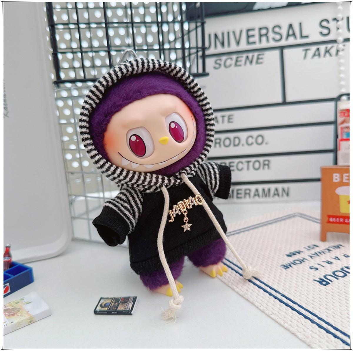 Labubu Doll Outfit - Striped Sweater & Hat Set for 17cm Labubu