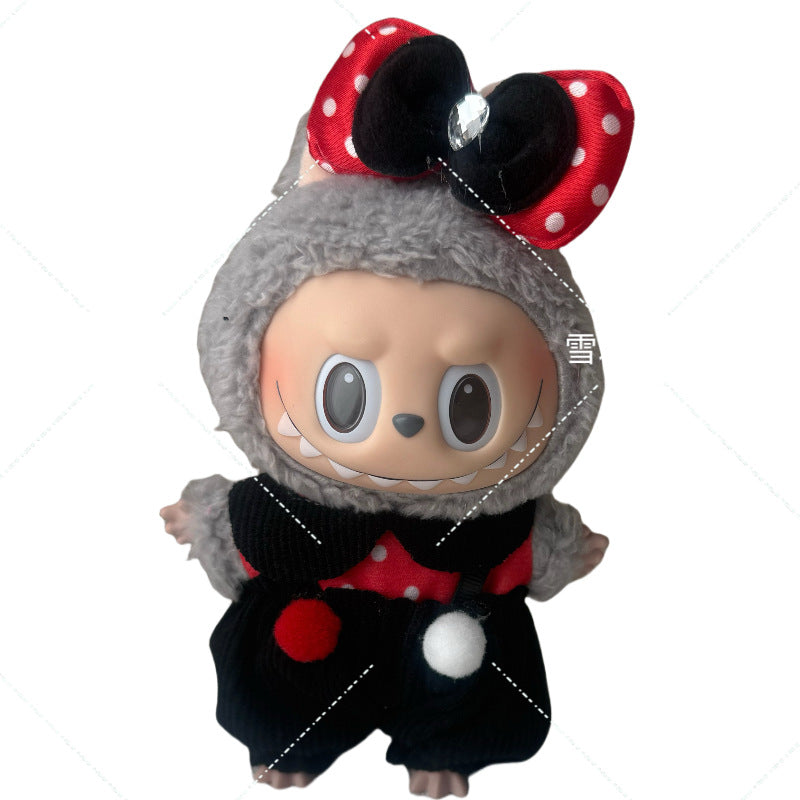 Labubu Doll Outfit - 17cm Baby Clothes with Straw Hat & Sling Dress