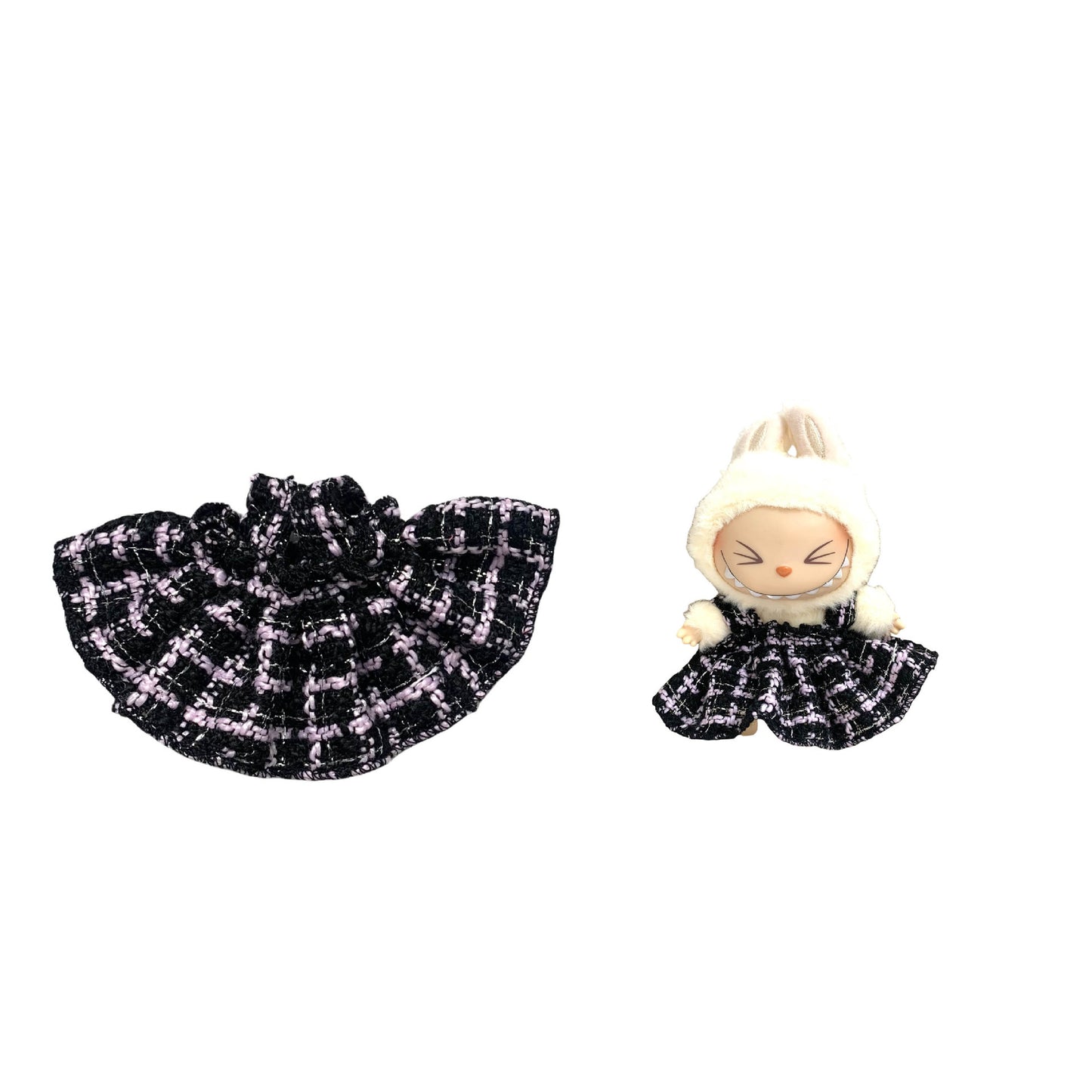 Labubu Doll Chanel Style Strap Dress Outfit for 15/17cm Dolls