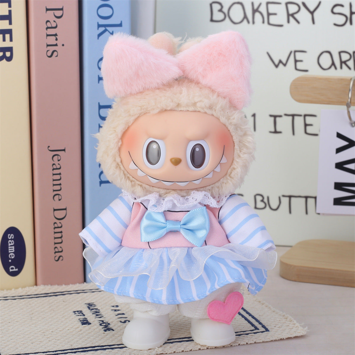 17cm Labubu Second Generation Clothes Labubu Plush Doll Toy Dress Denim suit Skirt Doll Clothes
