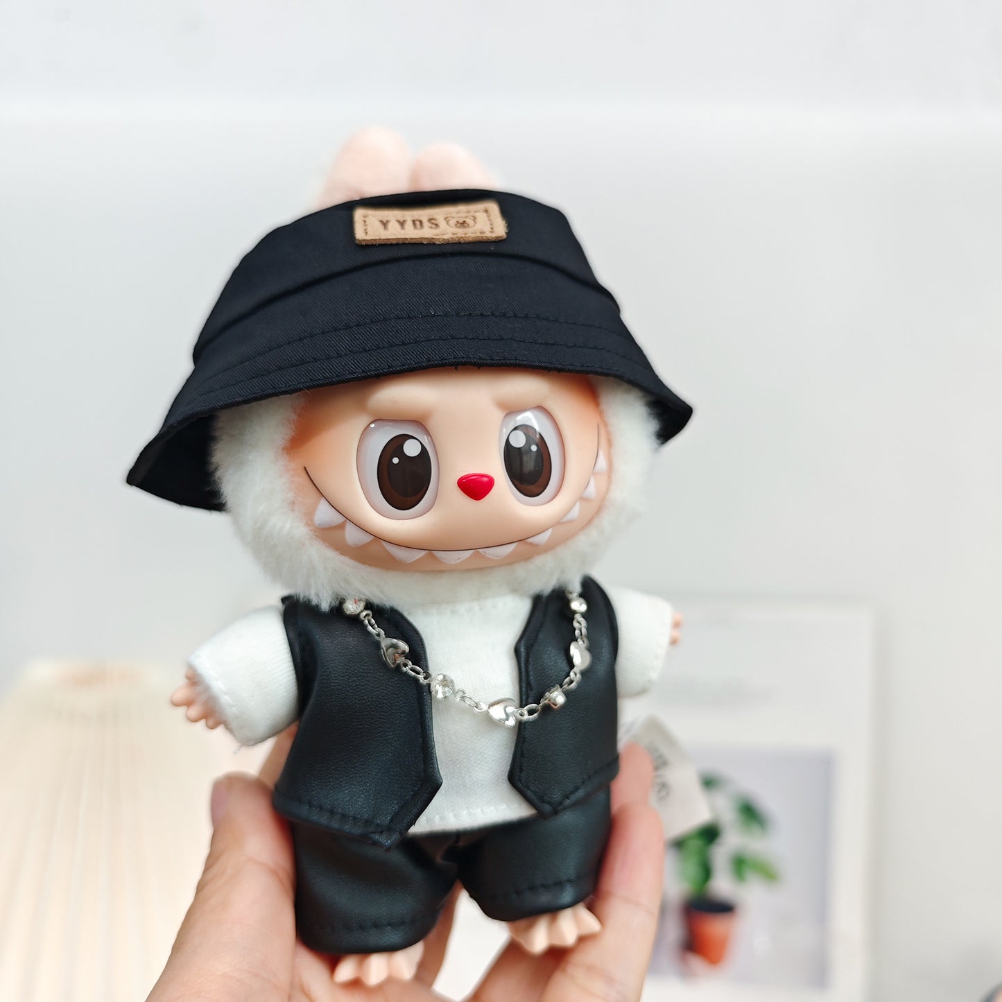 Labubu Doll Leather Outfit Set - Vest, Pants, Skirt & Accessories