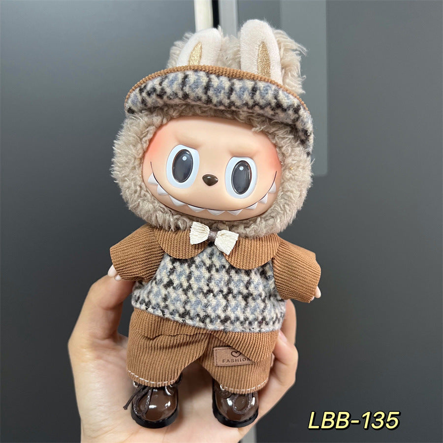 Labubu Wearable Baby Clothes Vinyl Labubu 17cm Doll Cute Dress-Up Casual Suit Skirt Plush Clothes