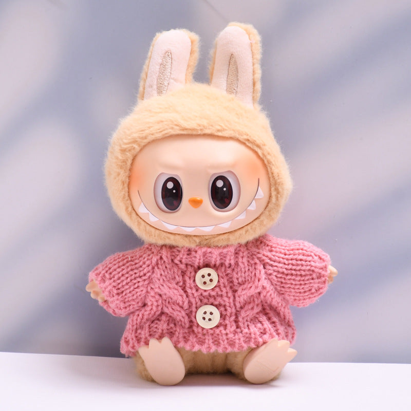 Labubu Doll Button Sweater & Hat Outfit Set for 1st & 2nd Gen Pendants