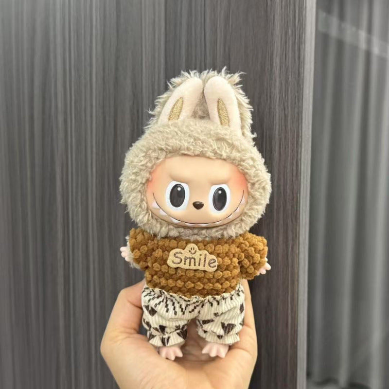 Rab cloth doll labubu17cm pendant one or two generations of vinyl plush doll suit accessories for clothes