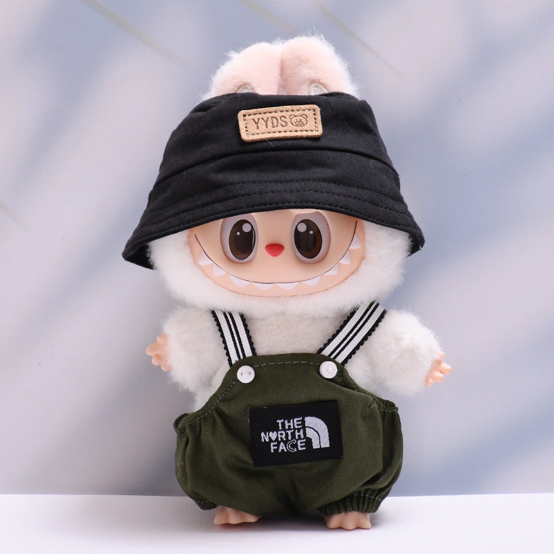 Labubu Doll Overalls & Hat Set - Trendy Outfit for 1st & 2nd Gen Pendant Labubu