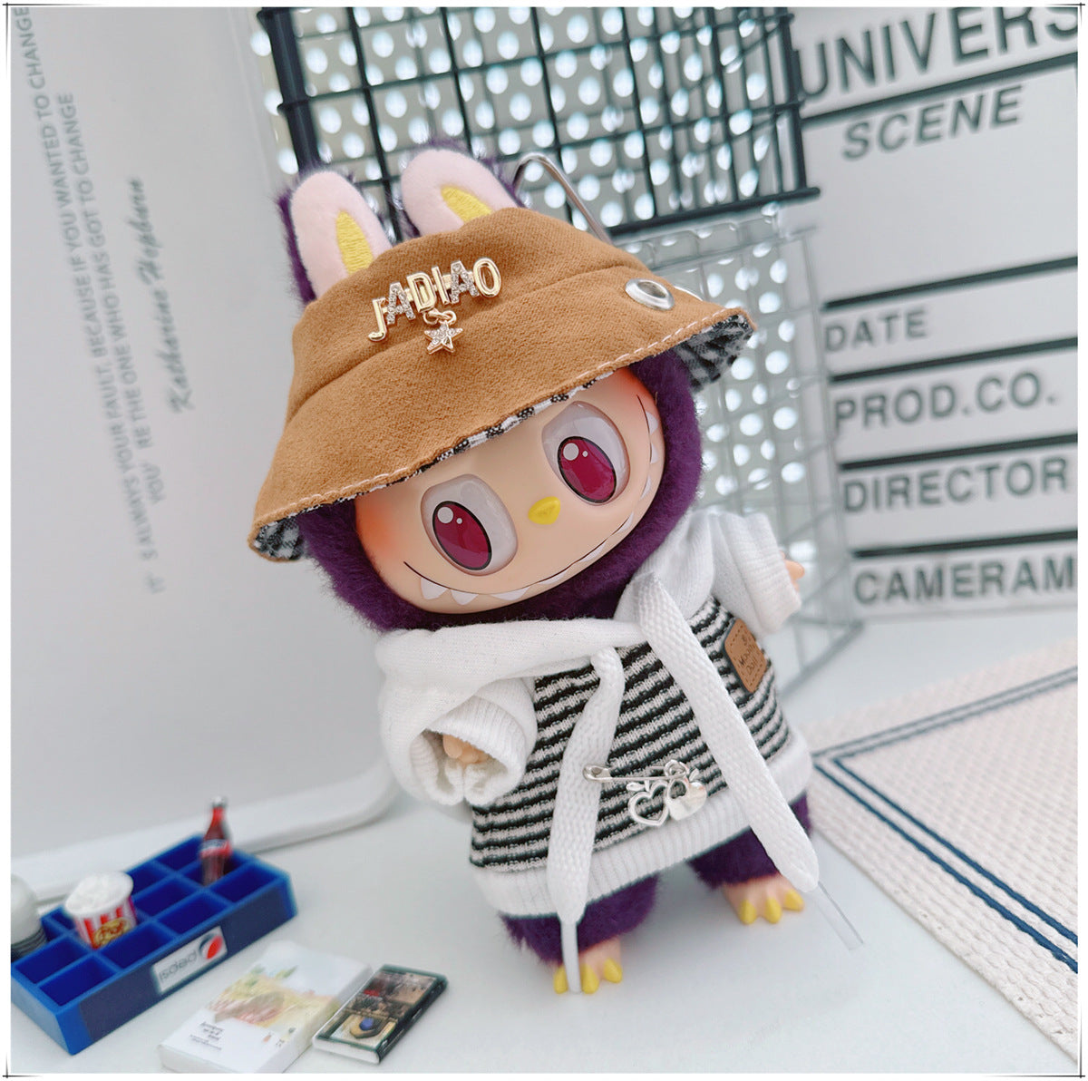 Labubu Doll Outfit - Striped Sweater & Hat Set for 17cm Labubu