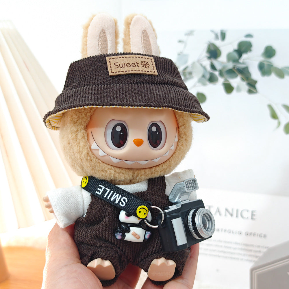 Labubu Doll Outfit Set - Panda Overalls & Hat for 1st & 2nd Gen