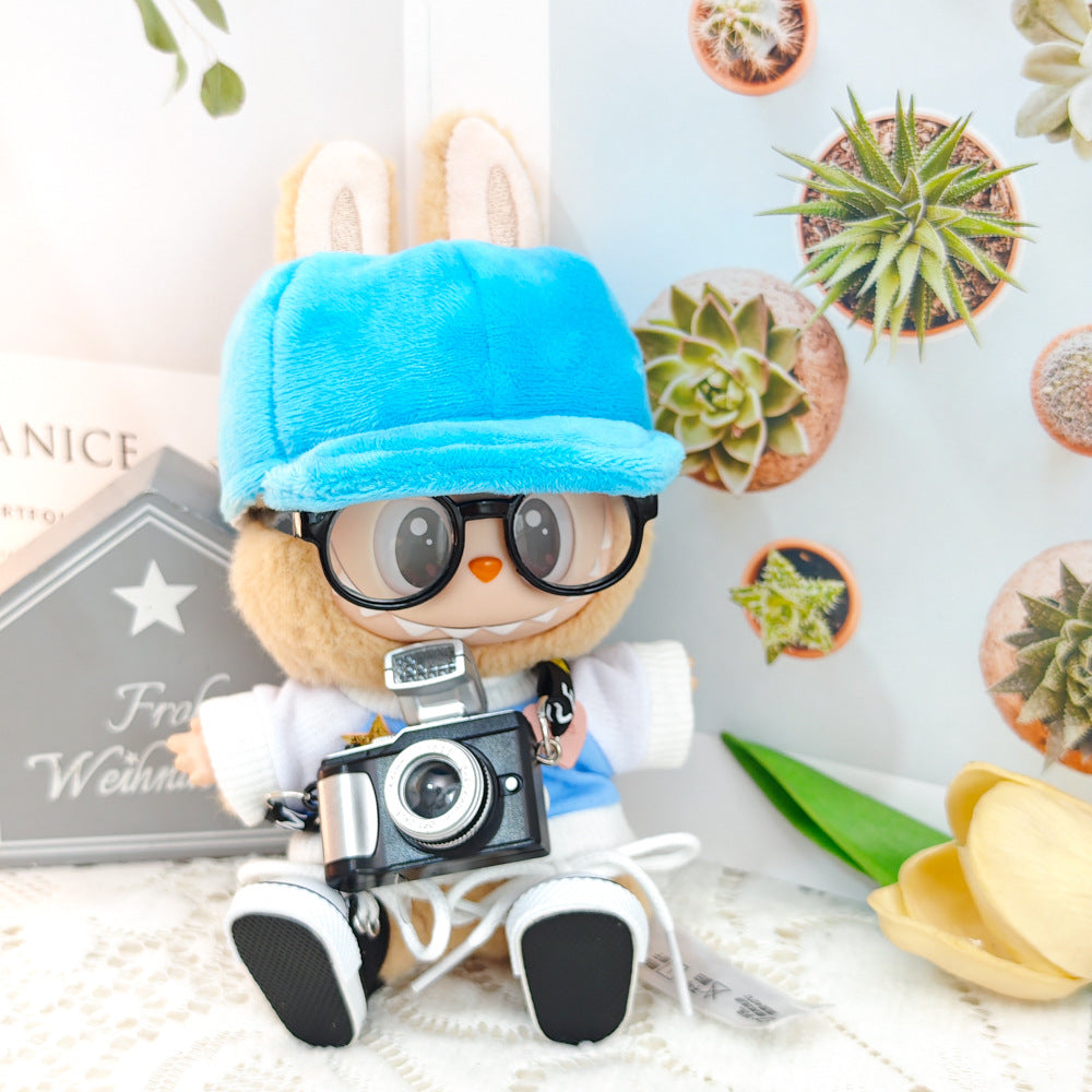 Labubu Doll Outfit - Bunny Pink & Cloud Blue Sweatshirt with Peaked Cap & Accessories