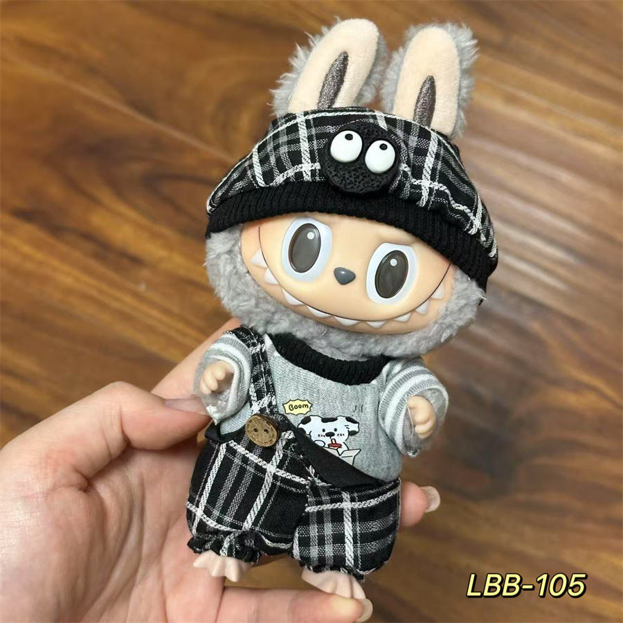 Labubu Wearable Baby Clothes Vinyl Labubu 17cm Doll Cute Dress-Up Casual Suit Skirt Plush Clothes