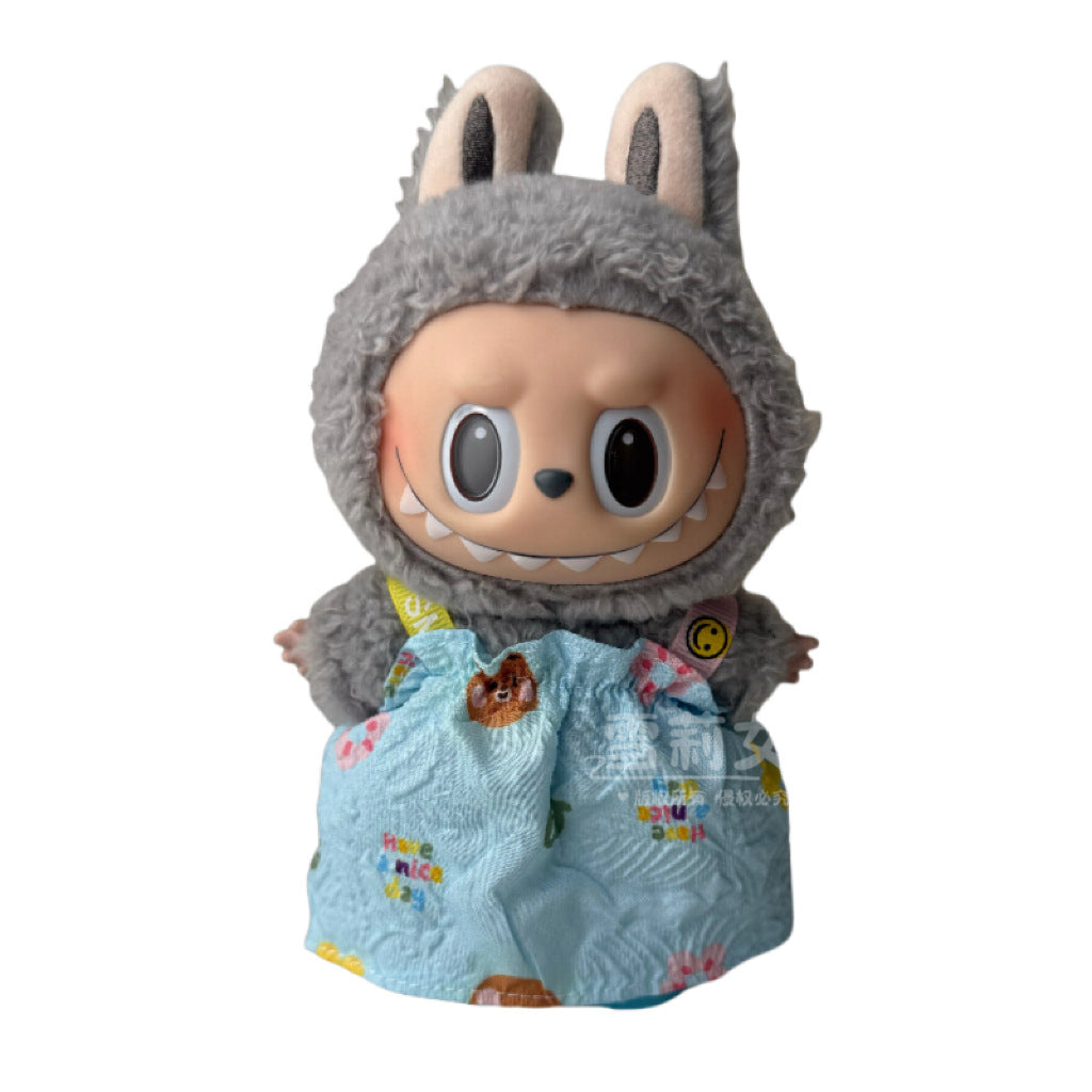 Labubu Doll Outfit - 17cm Baby Clothes with Straw Hat & Sling Dress