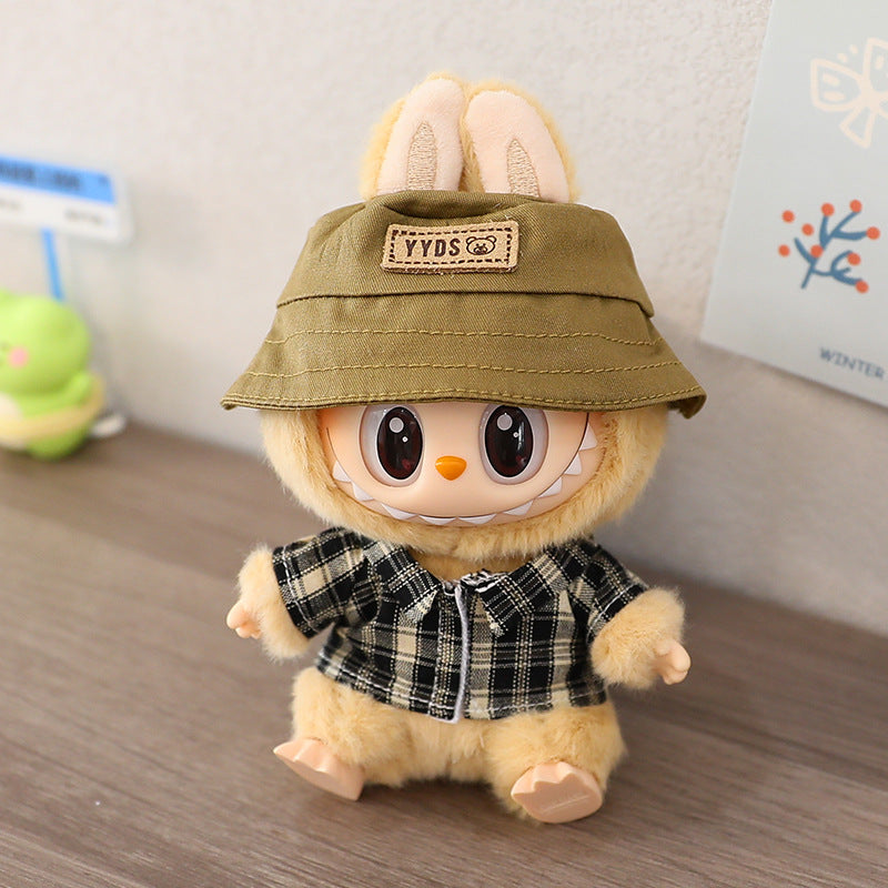 LABUBU cloth clothes sit party heart Macaron 17cm 15cm vinyl pendant hat shirt