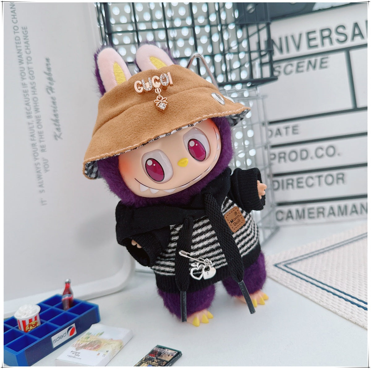 Labubu Doll Outfit - Striped Sweater & Hat Set for 17cm Labubu