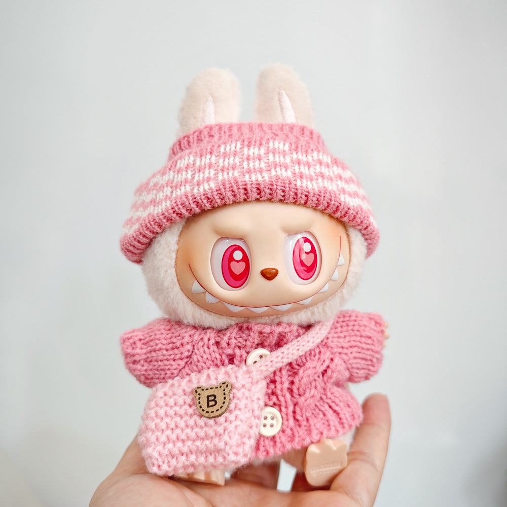 Labubu Doll Outfit - 17cm Sweater, Skirt & Accessories Set