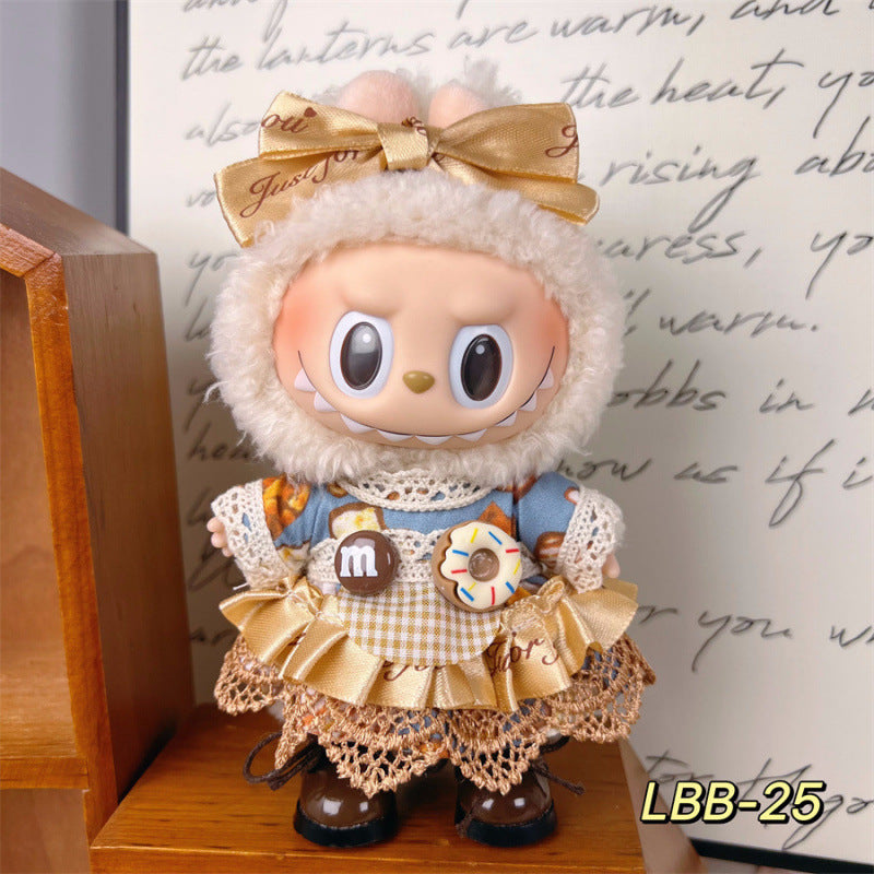 New 17cm Labubu Pendant with Replacement Baby Clothes High Quality Labubu Blind Box Pendant Baby Clothes Decoration Set
