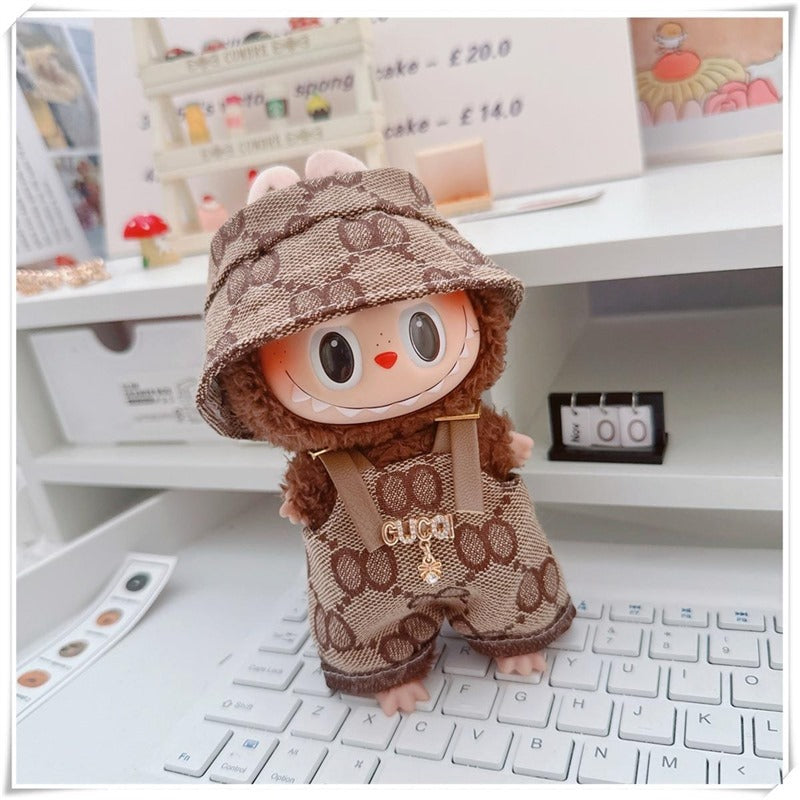 First and Second Generation Labubu Baby Clothes 17cm Labubu Sitting Party Labubu Clothes Bow Hat Overalls