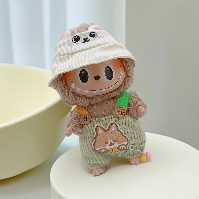 Labubu Doll Outfit - 17cm Cute Overalls & Hat Set