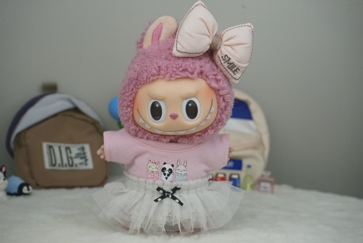 Labubu Doll Summer Watermelon Dress Outfit for 17cm Doll