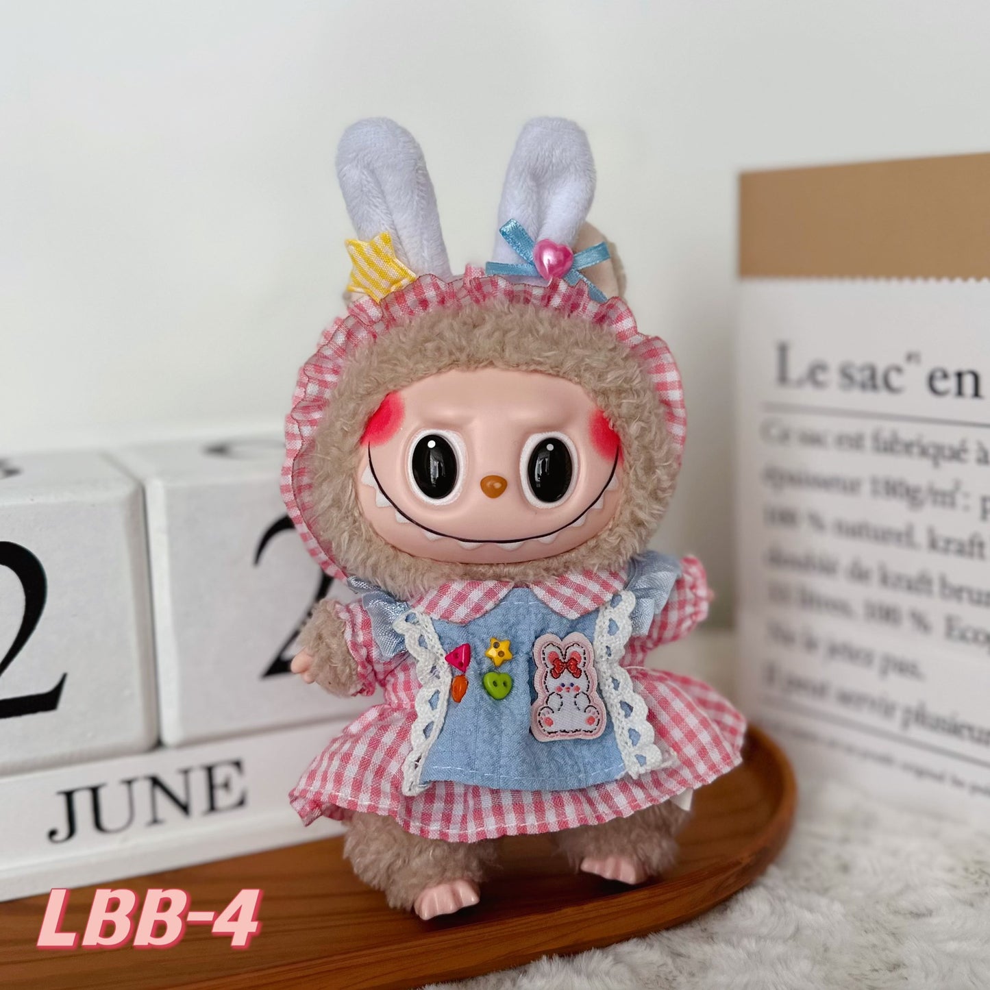 15-17cm labubu Sitting Party Doll Clothes 17cm Vinyl Labu Cute suit Clothes Plush Play