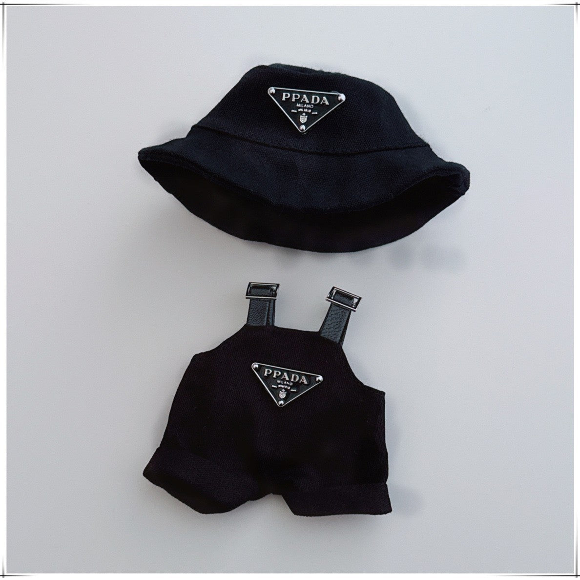 17cm Labubu Labubu Doll Coat 10cm Cotton Doll Lulu Pig Doll Three Year Old Triangle Strap Pants Fisherman Hat
