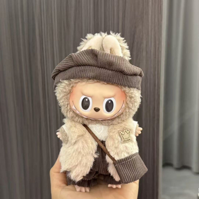 Rab cloth doll labubu17cm pendant one or two generations of vinyl plush doll suit accessories for clothes
