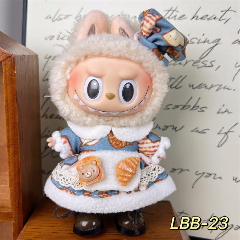 New 17cm Labubu Pendant with Replacement Baby Clothes High Quality Labubu Blind Box Pendant Baby Clothes Decoration Set