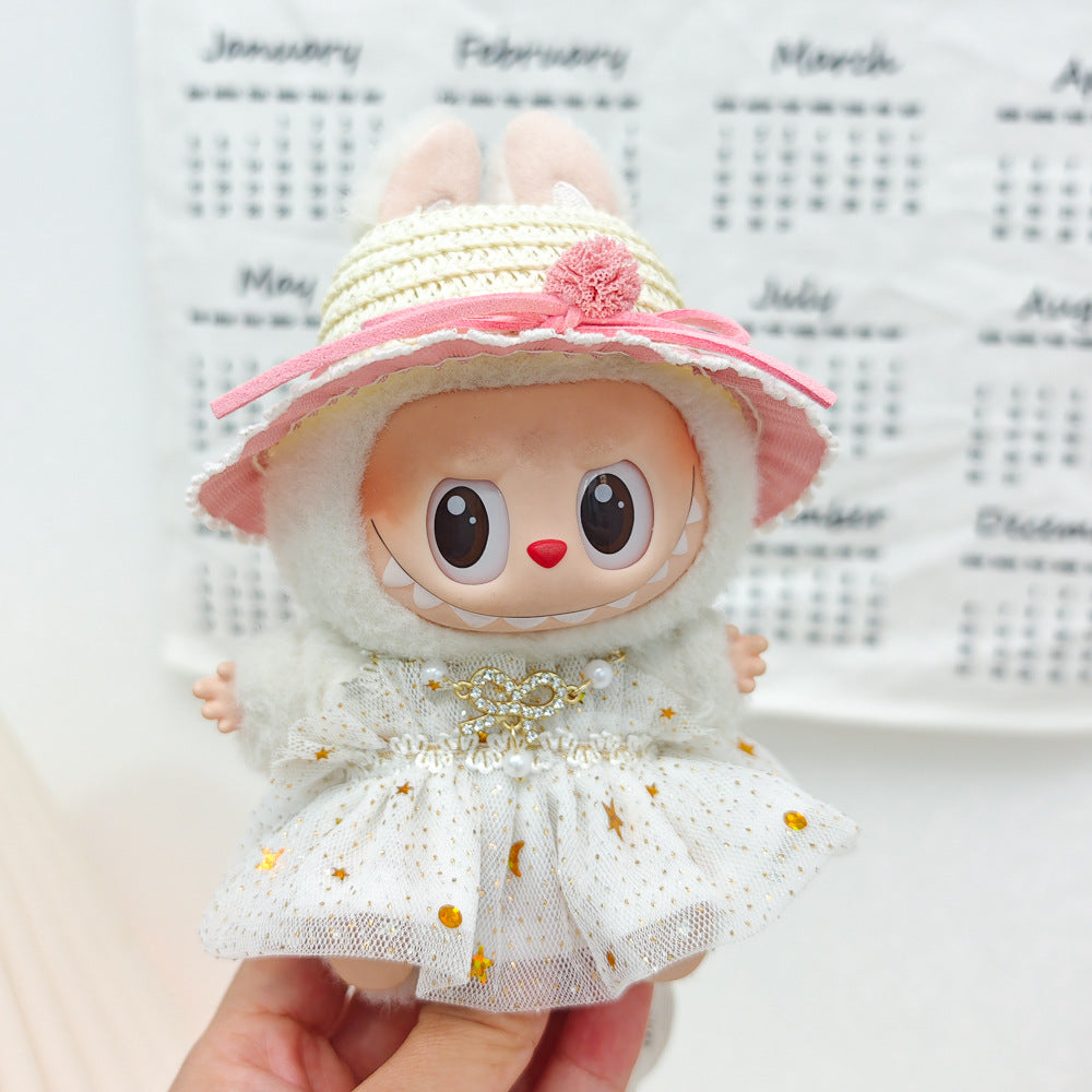 Labubu Doll Sparkling Star Skirt Outfit with Accessories for 17cm Vinyl Doll