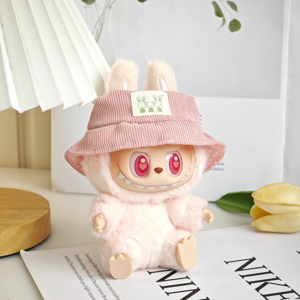 Labubu Doll Summer Outfit with Straw Hat & Accessories for 15cm Vinyl Doll