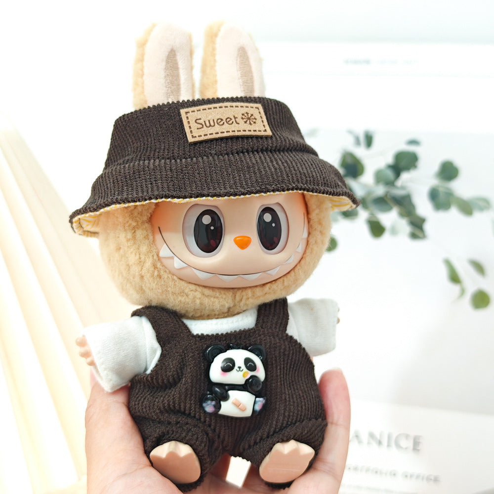 Labubu Doll Outfit Set - Panda Overalls & Hat for 1st & 2nd Gen