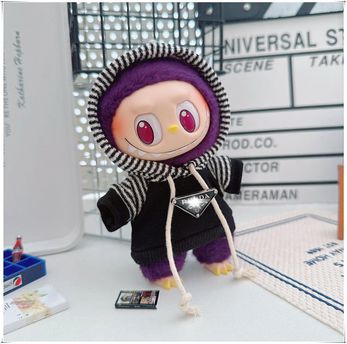 Labubu Doll Outfit - Striped Sweater & Hat Set for 17cm Labubu