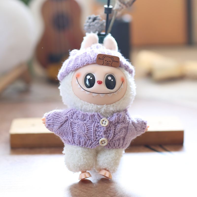Cute cute labubu doll coat second generation vinyl face labubu doll sweater replacement suit
