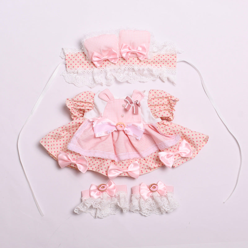 Labubu Doll Pink Polka Dot Dress for 38cm Vinyl Doll
