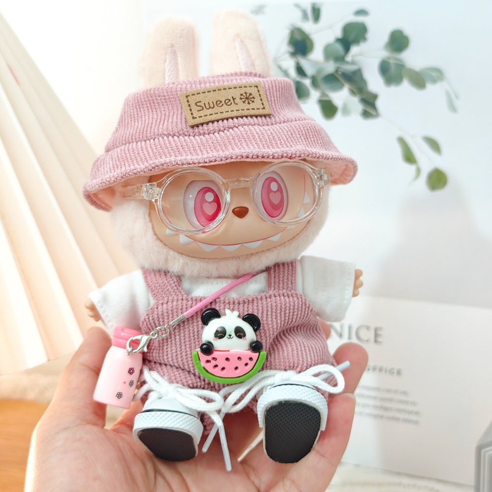 Labubu Doll Outfit Set - Panda Overalls & Hat for 1st & 2nd Gen