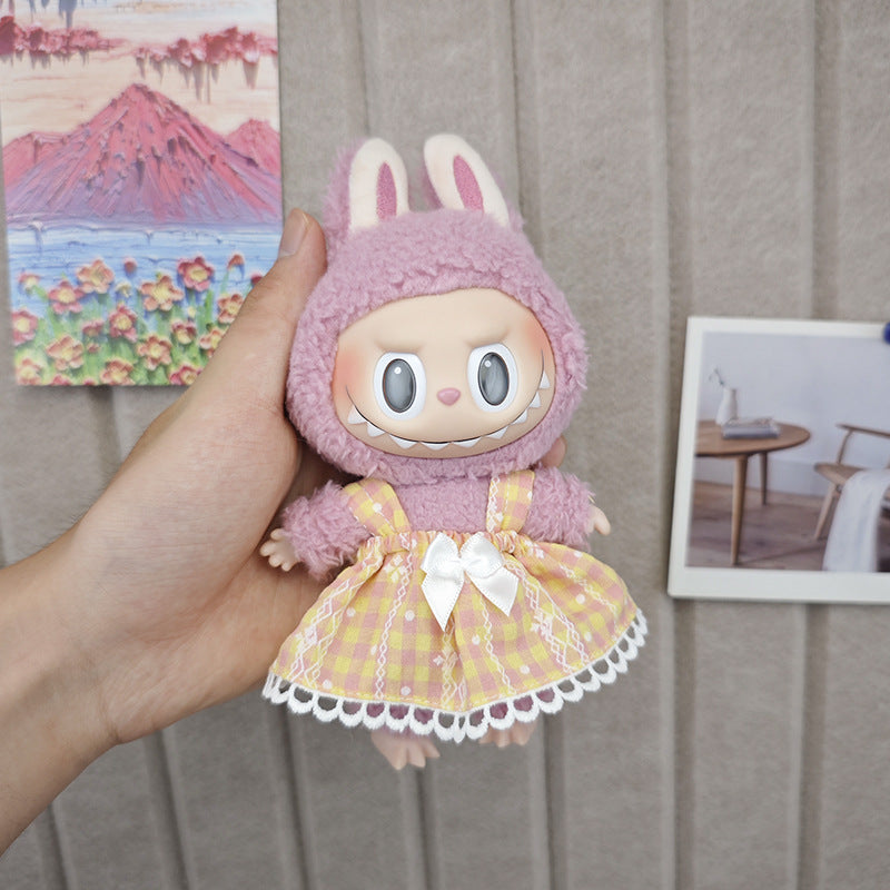17cm Labubu Doll Outfit - Suspenders & Overalls for Vinyl Dolls