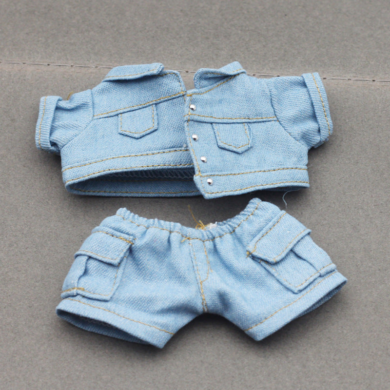 Pendant Labubu Doll Coat One, Two and Three Generation Labubu Doll Denim Jacket Coat Pocket Pants suit