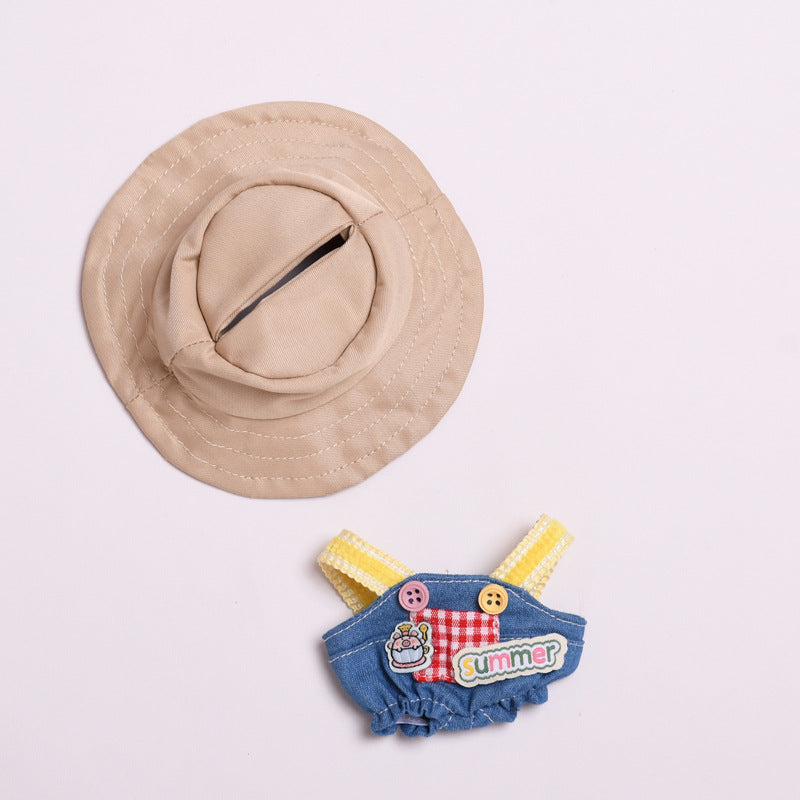 Labubu Denim Overalls Outfit for Doll - Piggy & Orange Styles