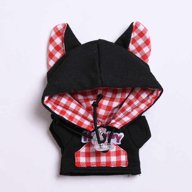 Labubu Doll Plaid Hooded Vest for 1st & 2nd Gen Pendants - Black/Red & Gray/Blue