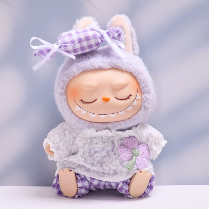 Labubu Doll Candy Flower Plaid Pants Suit - Baby Clothes for Pendant Doll