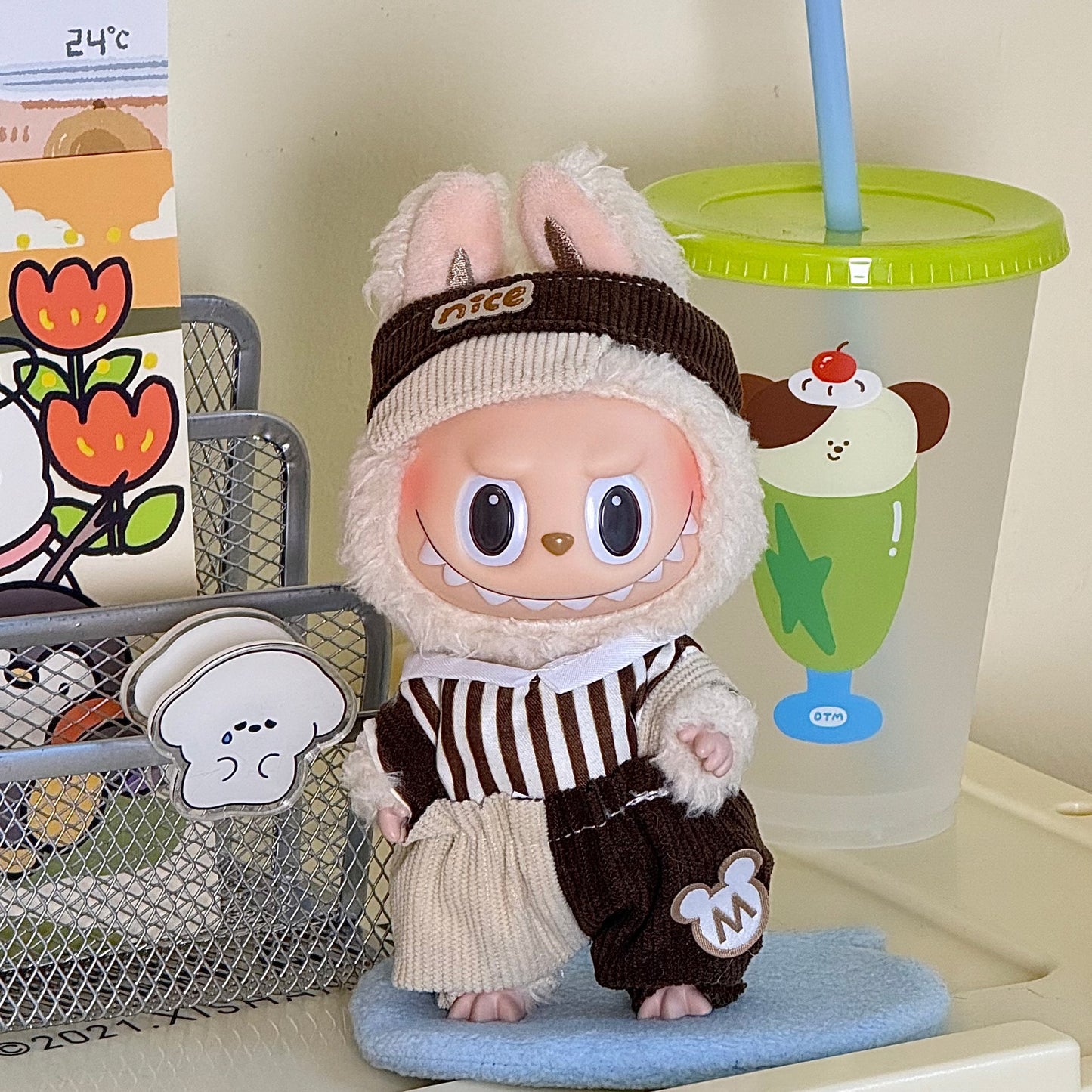 17cm Labubu Pendant Doll Vinyl Labubu Doll Can Wear suit for Plush Toy Clothes
