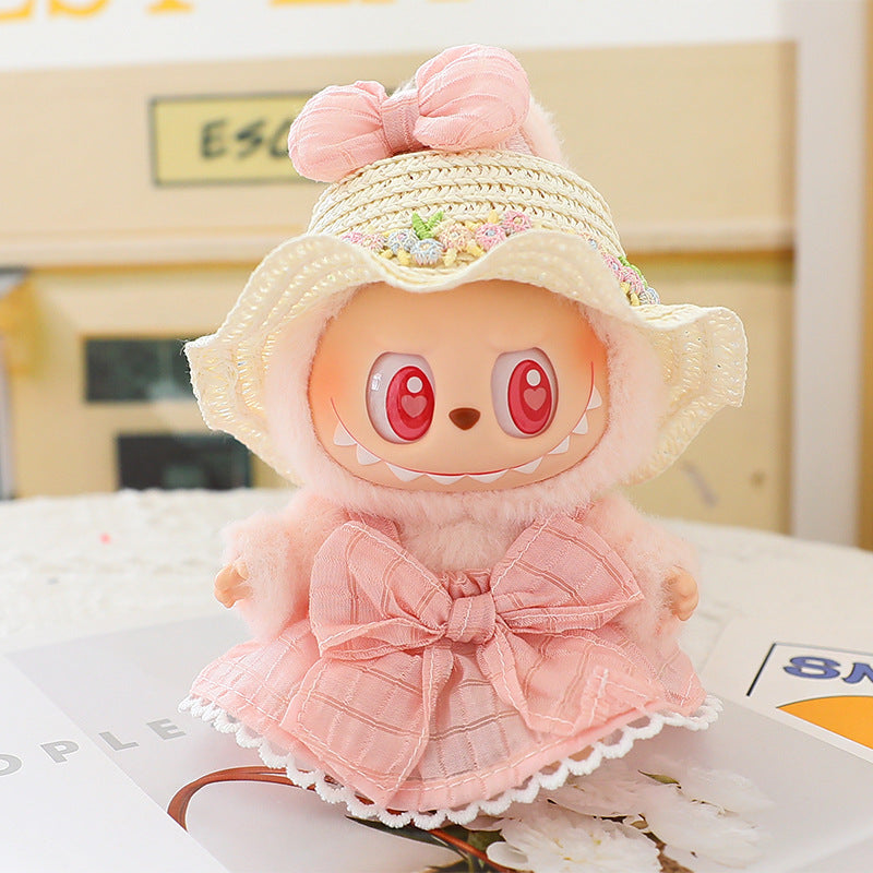 Generation II Blind Box Labubu Pendant Clothes Rab Cloth Sit Clothes Baby Clothes Pink Love Bear dress