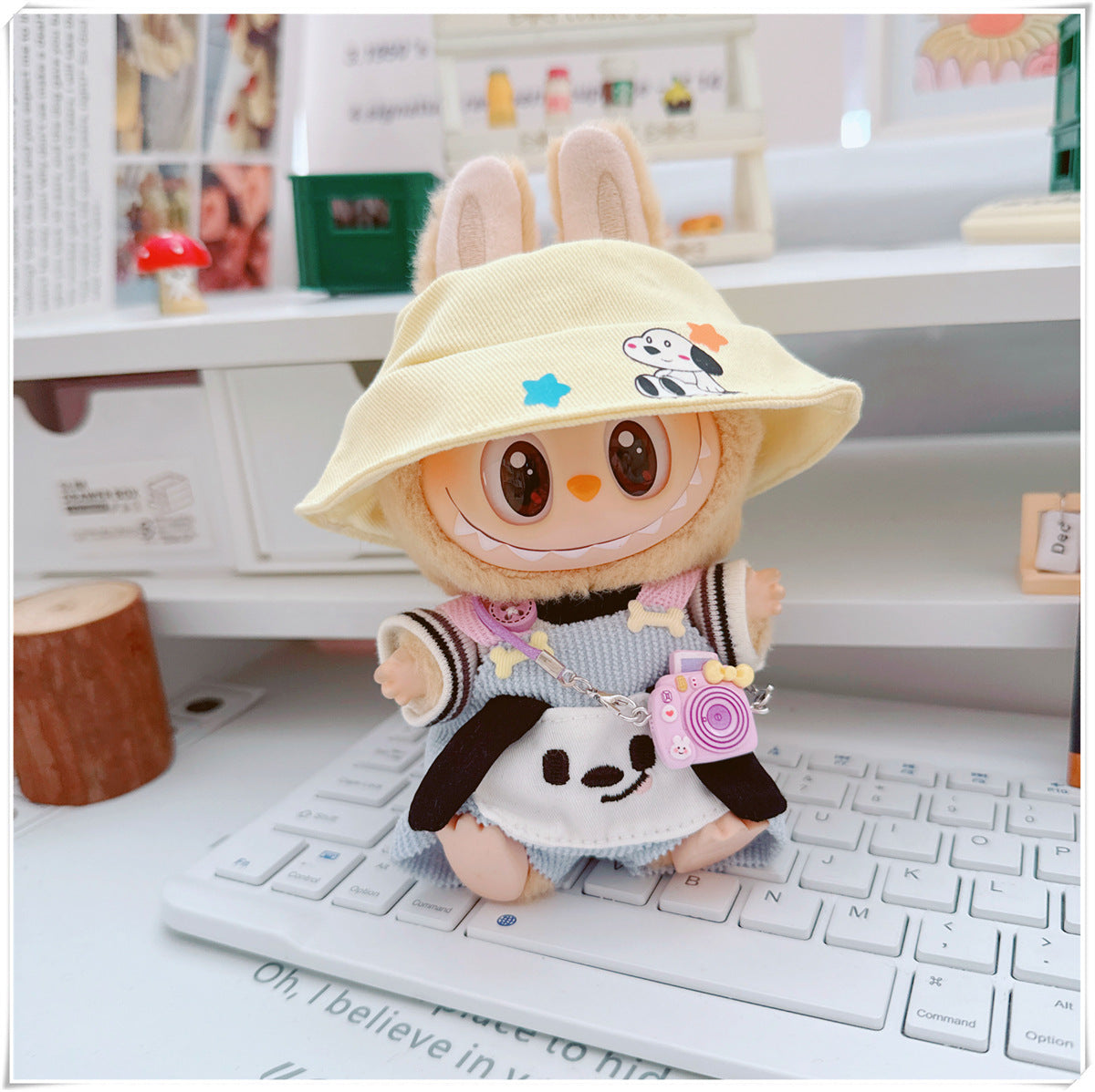Labubu Doll Clothes - Sweet Dog Travel Outfit & Camera Bags