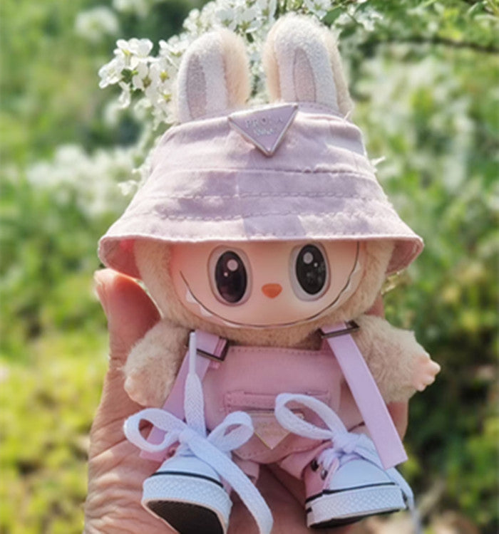 17cm Labubu Labubu Doll Coat 10cm Cotton Doll Lulu Pig Doll Three Year Old Triangle Strap Pants Fisherman Hat