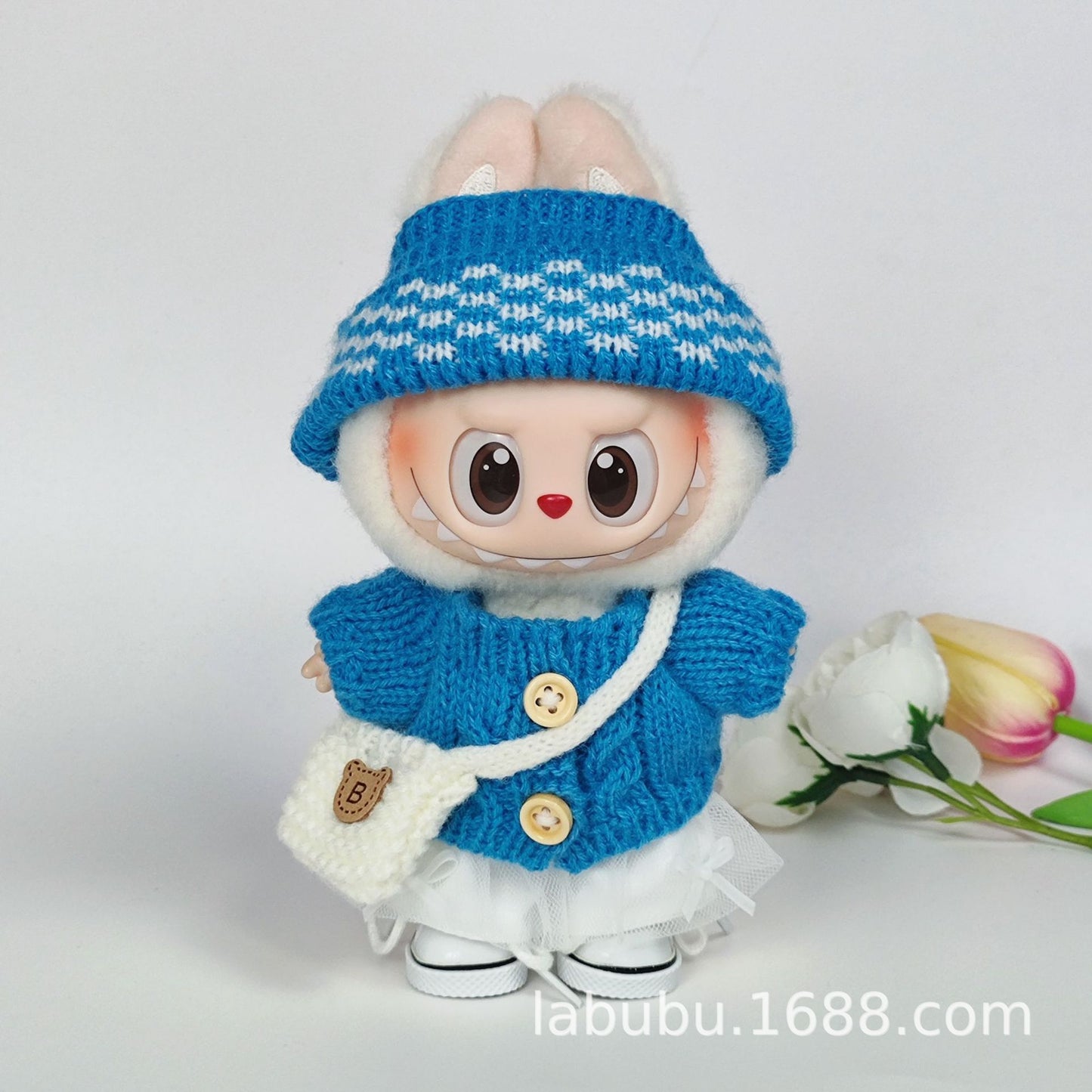 Labubu Doll Outfit - 17cm Sweater, Skirt & Bag Set for 1st-3rd Gen