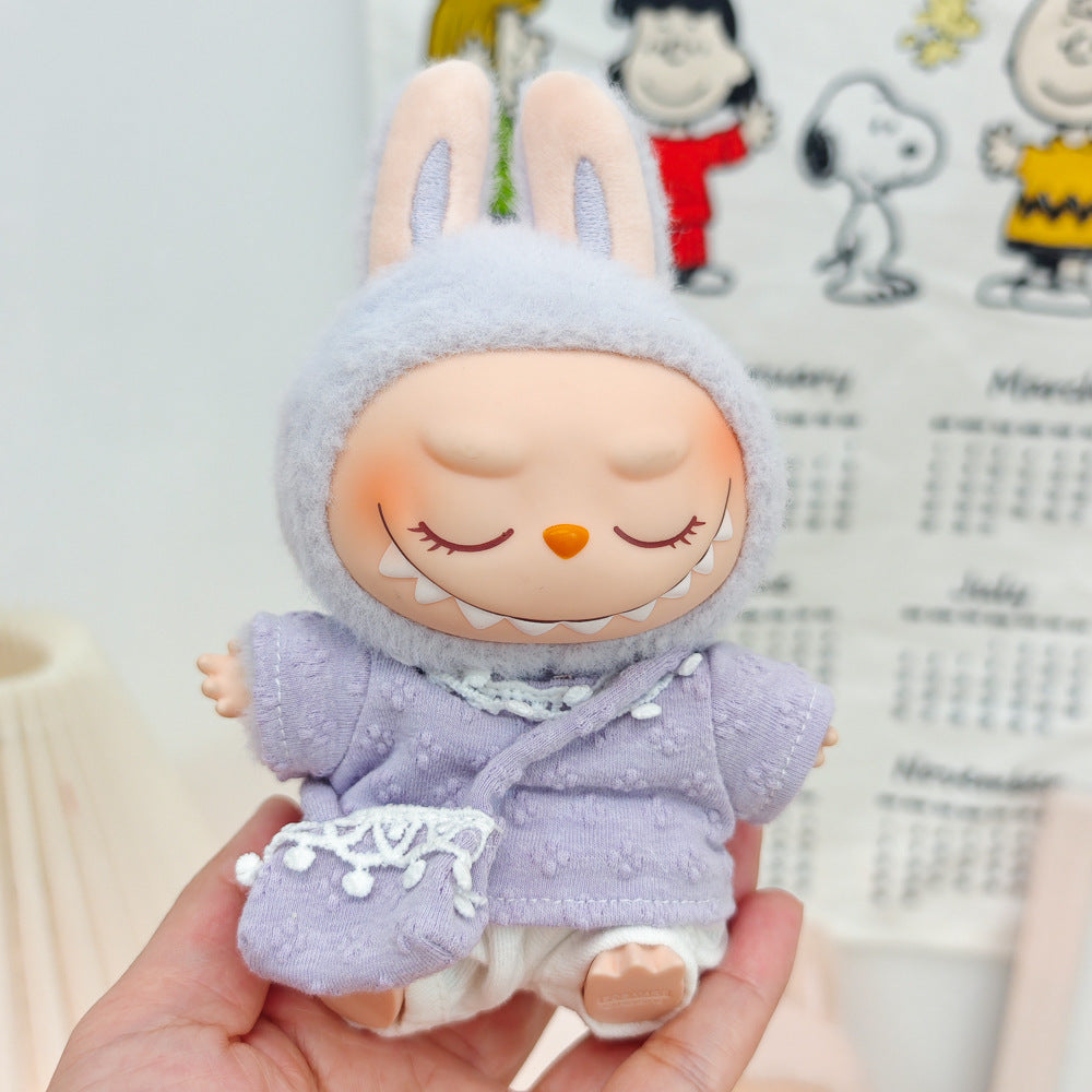 Labubu Doll Outfit: Purple & Pink Shoulder Bag Sets with Fisherman Hat
